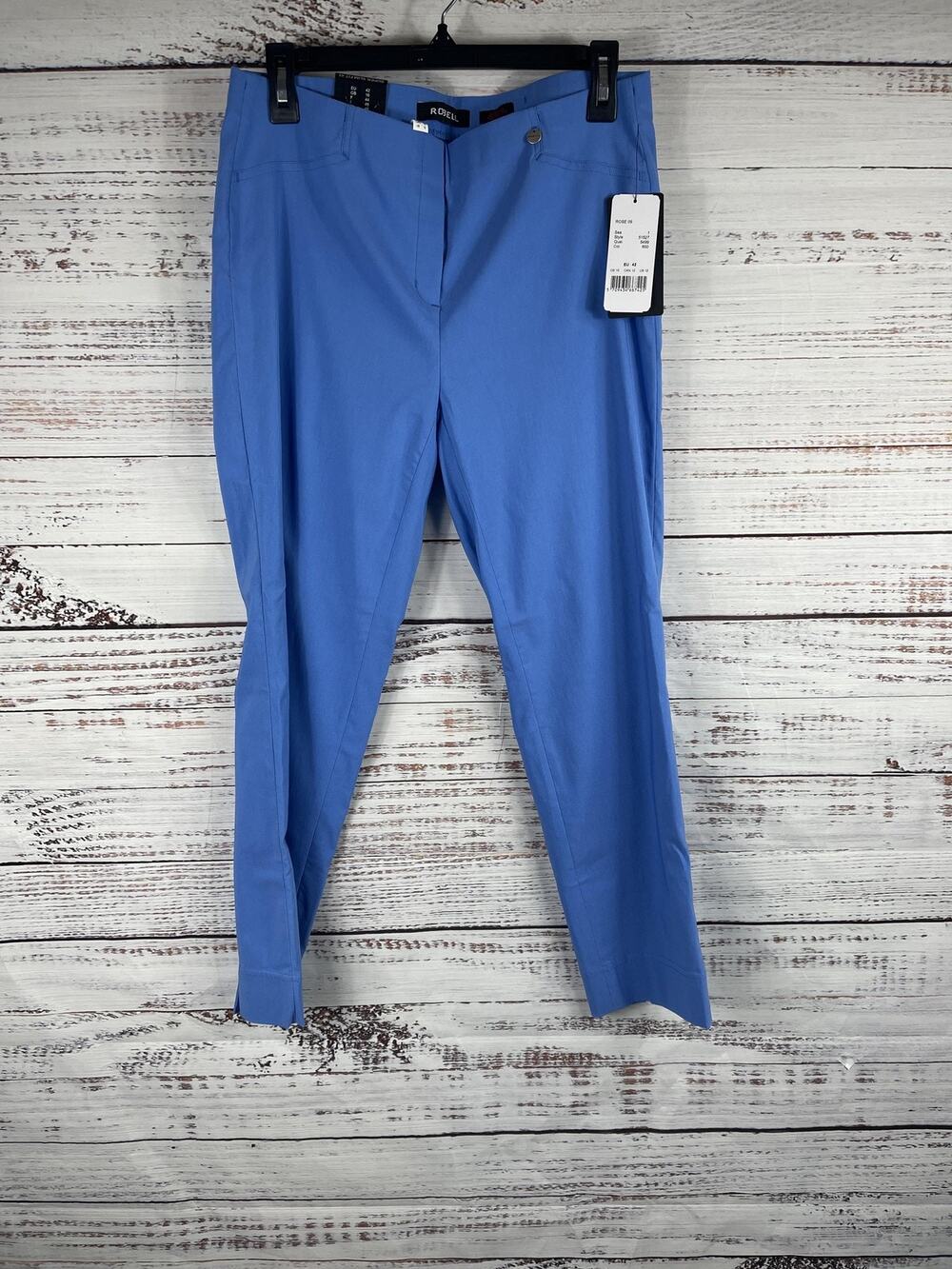 Robell Pants Women's SZ 12 Blue Rose 09 Super Slim Fit Stretch Ankle Trousers